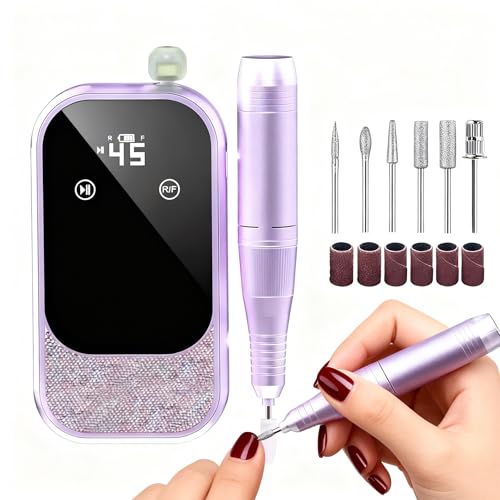 Pink Cordless Electric Nail Drill Machine Kit - 45,000 RPM Manicure & Gel Removal