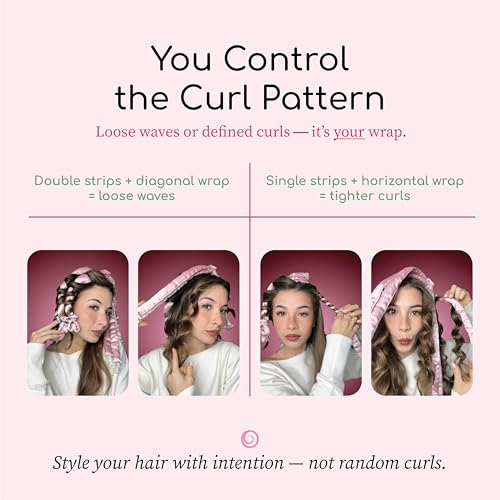 Long Satin No Headband Heatless Curling System for 360° Curls - Pink