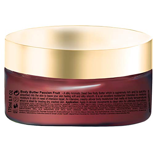 Premier Dead Sea Aromatic Body Butter ? Passion Fruit, Hydrating Shea Body Butter for Women & Men, Moisturizing, Firming & Anti-Aging Cream for Dry Skin, Hand & Body, 5.95 Fl.oz