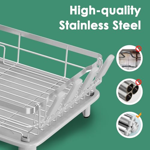 Stainless Steel Dish Drying Rack for Kitchen Counter, Grey Silver, 13''W x 17''L