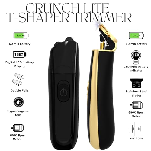 Supreme Trimmer 2-in-1 Crunch Lite Foil Shaver & T-Shaper Trimmer | ST5210 Beard Trimmer & STF600 Electric Razor | Travel Hair Trimmer Set | Black & Gold