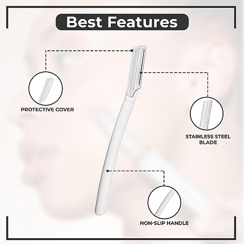 Visage Precision Facial Razors, Touch-up Dermaplaning Tool, Eyebrow Razor, Facial Hair/Peach Fuzz Removal, Face Shavers for Women and Men - 3 count