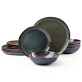 12-Piece Stoneware Dinnerware Set for 4 - Reactive Moss Green