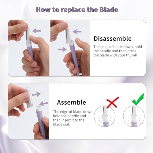 BULIMICA Dermaplane Razor Blades, Dermablade, Safe and Effective Removal Women Facial Peach Fuzz, Gentle Skin Exfoliation Blades, 8 Long Dermaplaning Blades