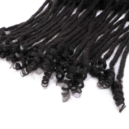 12 Inch Human Hair Dreadlocks Extensions Curly End - Natural Black, 0.6cm Thickness
