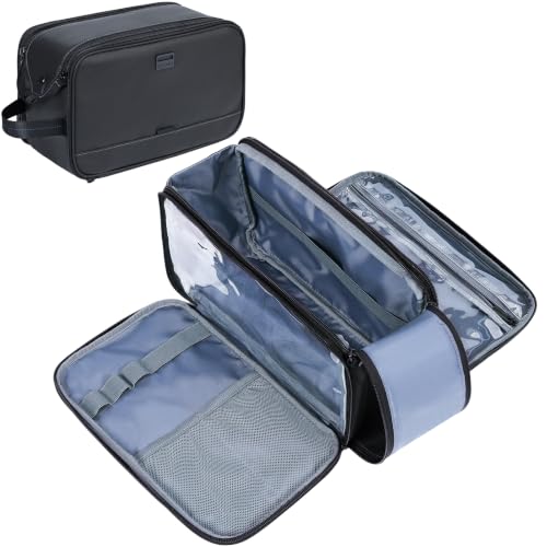 Large Travel Toiletry Bag for Men - Dual Compartment Dopp Kit - Black