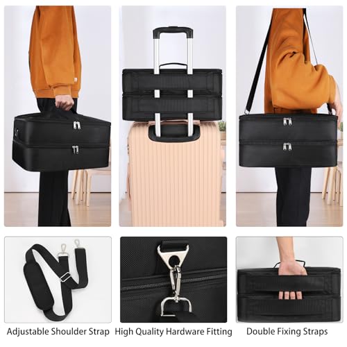Extra Large Makeup Case, Professional Makeup Train Case for Makeup Artist Traveling Organizer, Double Layer XL Cosmetic Travel Case for Cosmetology with 3 Detachable compartments and 3 Makeup Bags