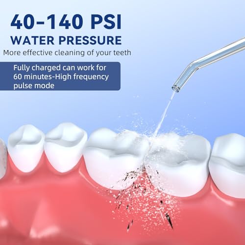 White Portable Cordless Water Flosser with 5 Modes, Travel Size, IPX7 Waterproof, 200ML, Rechargeable