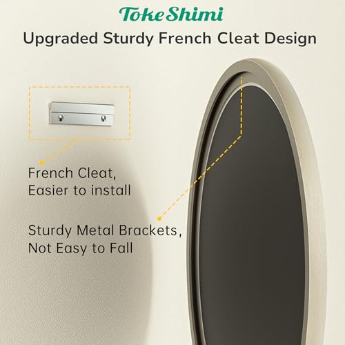 TokeShimi 24x24 Inch Round Bathroom Mirror Brushed Nickel Wall Mirror, Tempered & Shatterproof, Farmhouse Style for Bedroom, Entryway & Restroom