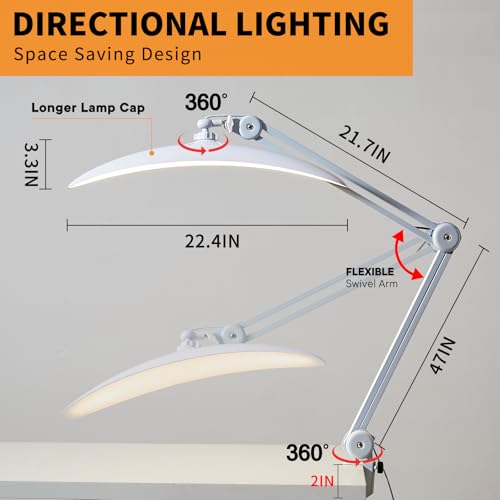 White Clamp-On LED Desk Lamp for Home Office & Craft Projects