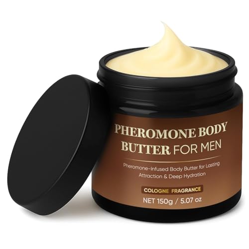 Men's Pheromone Body Butter with Shea, Cocoa & Coconut Oil - Long Lasting Fragrance