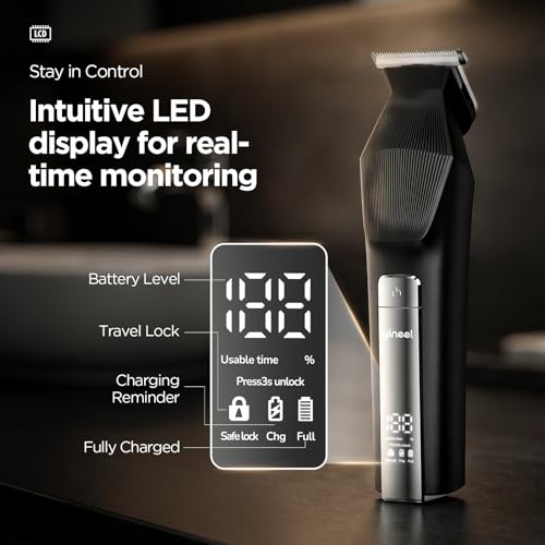 Yineel HC600 Beard Trimmer for Men, All-in-One Cordless Grooming Kit, Waterproof Electric Razor & Hair Clipper for Face Mustache Body Nose Hair Trimming, Precision Blades, Gifts for Men Barber