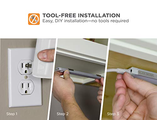 PureOptics LED Under Cabinet Lighting Kit - 3 Bars, 9 Inches, Warm White, DIY Installation