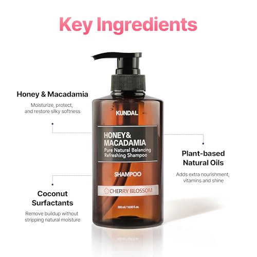 KUNDAL Honey & Macadamia Hair Care Set with Cherry Blossom Scent - Shampoo & Conditioner, 16.9 Fl Oz, Pack of 2
