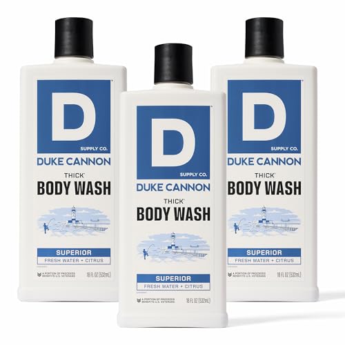 Duke Cannon Thick Body Wash - Superior, Men¡¯s Premium Body Wash, Deep Clean, Refreshing Scent, Large 18oz Bottle, Sulfate-Free, Moisturizing Formula (3 Pack)