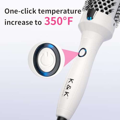 Heated Round Hair Brush 1.77 Inch Ionic Ceramic Curling Iron Volumizer - Dual Voltage