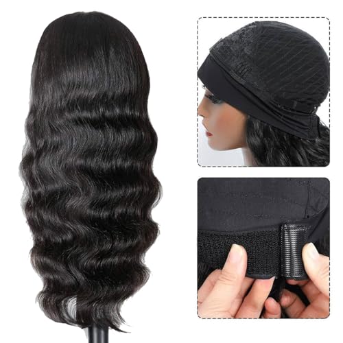 14 Inch Body Wave Human Hair Headband Wig for Black Women - Natural Black Variation