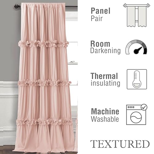Peach Pink Blackout Window Curtains 52x96 Inches, 2 Panels - Homechoice Decor