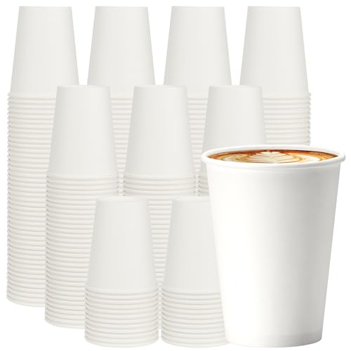 White 12 oz Disposable Coffee Cups 1000 Pack - Leak-Proof & Bulk