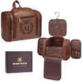 Personalized Men’s Travel Toiletry Bag - Cognac, Custom Initials, M