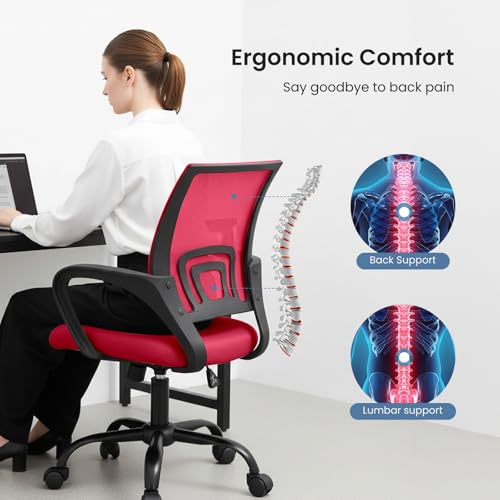 Red Ergonomic Office Chair 2 Pack with Lumbar Support Mesh Desk Chairs