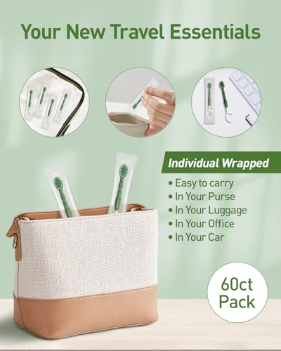 Disposable Mini Travel Toothbrush with Pre-Pasted Toothpaste - Green, 60 Count