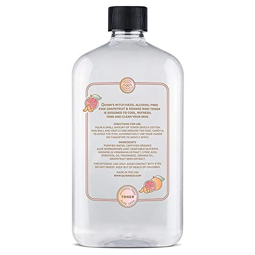 Quinn¡¯s Alcohol Free Witch Hazel with Aloe Vera 16 Ounce (Pink Grapefruit and Orange Rind)