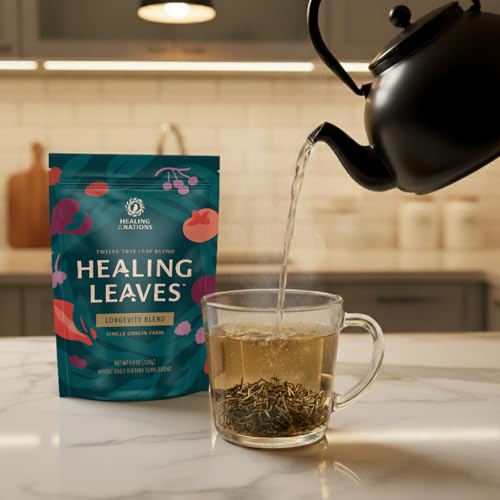 Healing Leaves Longevity Blend Loose Leaf Tea - Organic Fruit Tree Leaves, Caffeine-Free, 30 Servings