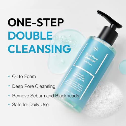 Dual Pore Cleanser, 2-in-1 Oil to Foam Face Wash with Salicylic Acid ? Blackhead Remover & Pore Minimizer ? Korean Skincare for Sebum Control, 200ml (6.76 fl.oz)