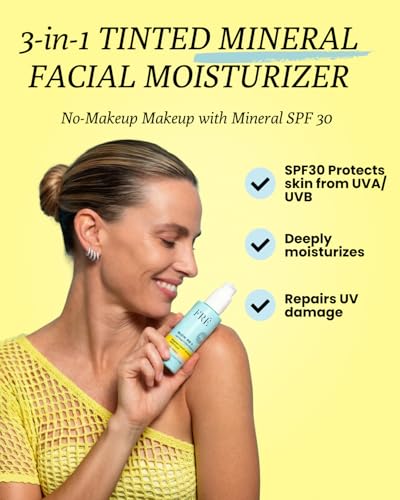 FRÉ Glow Me Tinted Mineral Face Sunscreen SPF 30 Light-Medium - Broad Spectrum, Water-Resistant, Hydrating, Sheer Tint