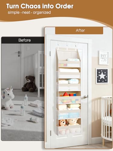 Over the Door Closet Organizer 6 Shelves & 13 Mesh Pockets — 2 Pack Beige