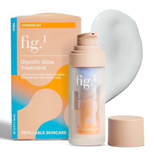 Fig.1 Glycolic Glow Treatment ? 4% Glycolic Acid Face Exfoliant, Exfoliating & Glowing Emulsion, Chemical Peel for Radiant Skin, Hydrating PHA & Squalane, Vegan, 30 ml