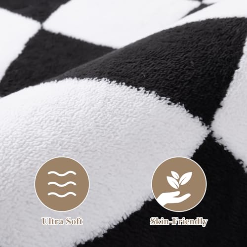 Black 6x9 Checkered Non-Slip Washable Area Rug for Living Room