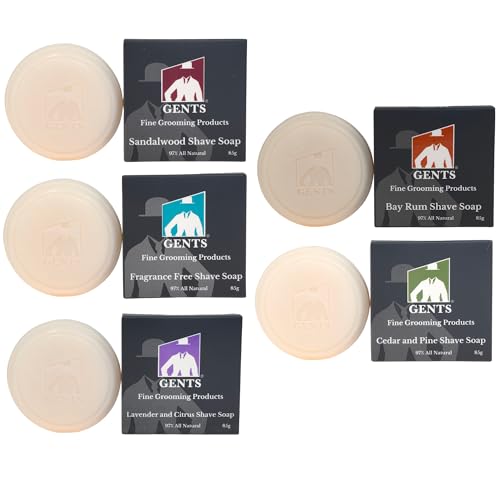 Men's Shaving Soap Variety Pack - All Natural Enriched with Shea & Glycerin, 3 oz Each, 5 Scents