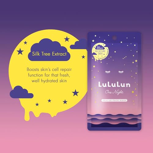 Lululun 5 Pack Japanese Soothing Sheet Mask, Facemask Skincare For Sensitive Skin With Lavender & Wild Thyme, Hydrating Face Masks, Organic Face Mask & Sheet Mask in Japan, ONE NIGHT - Pink Moist