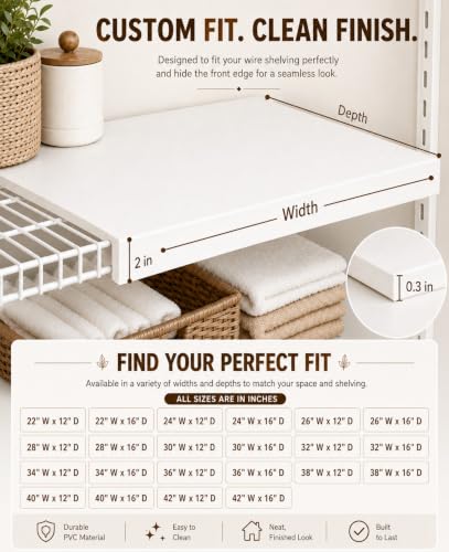 Wire Shelf Covers for Pantry Shelves 24x12 Inches - 4 or 5 Pack