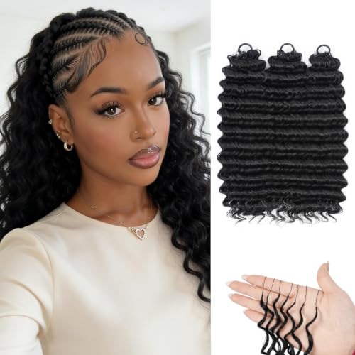 Deep Wave Crochet Hair for Black Women - 1B / 14 Inch - 150 Roots