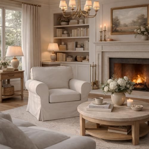 Polyester Flax Ektorp Chair Cover Beige for IKEA Armchair Slipcover - Variation of THIS listing