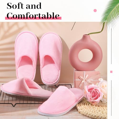 Kids Disposable Non-Slip Pink Slippers Small 6 Pairs for Children Ages 4-8