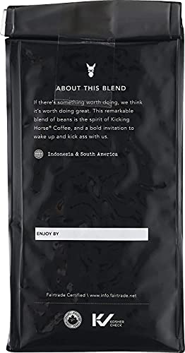 Dark Roast Whole Bean Coffee 10 oz - Certified Organic, Fairtrade, Kosher, Pack of 6 - Kicking Horse Kick Ass