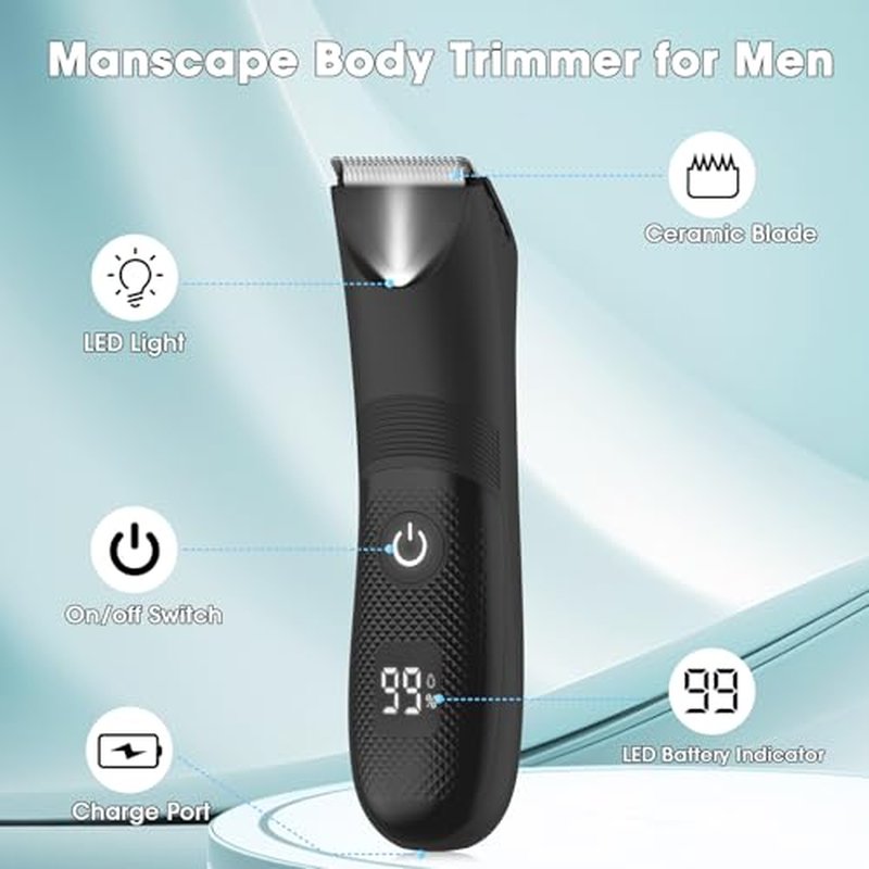 Manscape Ball Trimmer for Men, Body& Pubic Hair Trimmer and Groin Hair Shaver, Bikini Shaver Women, Wet/Dry Smooth Shaving, IPX7 Waterproof