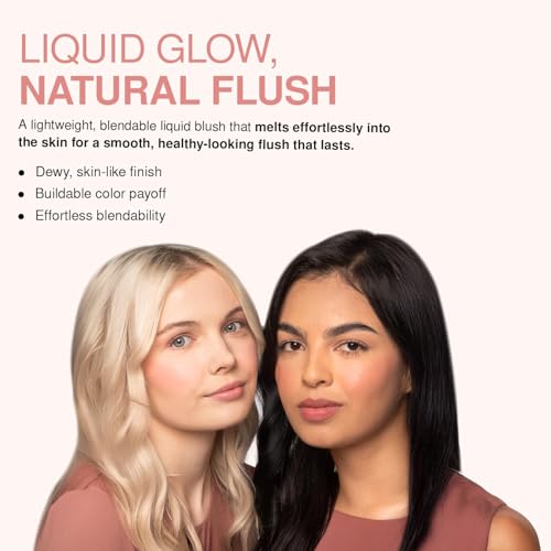 Palladio Liquid Blush for Cheeks & Lips 2-in-1 Makeup Face Blush, Weightless Cream Formula, Smudge Proof Long-Wearing Pigmented Blush, Natural Look Makeup Face Blushes, Shimmer Finish, Dainty