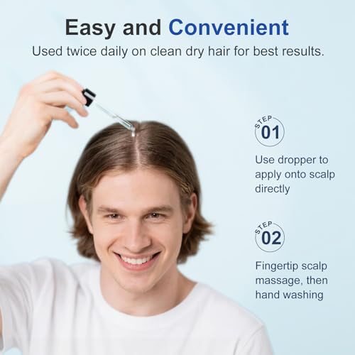Minoxidil Hair Growth Serum 8-Pack with Biotin for Men & Women, Thicker Hair & Beard