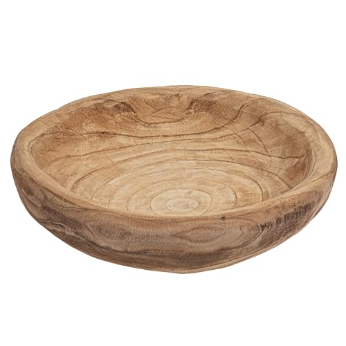 Natural Finish Wooden Bowl - Handmade Paulownia Accent for Decor