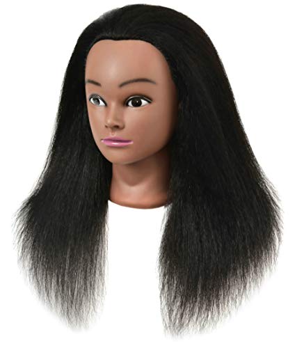 Mannequin Head with Human Hair for Hairdressing Training - Black Straight Hair