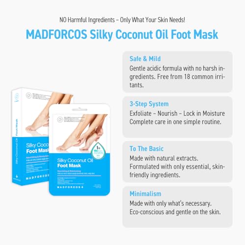Moisturizing Foot Mask Socks Pack of 2 - Silky Coconut Oil, Hydrating & Nourishing, 5 Pairs
