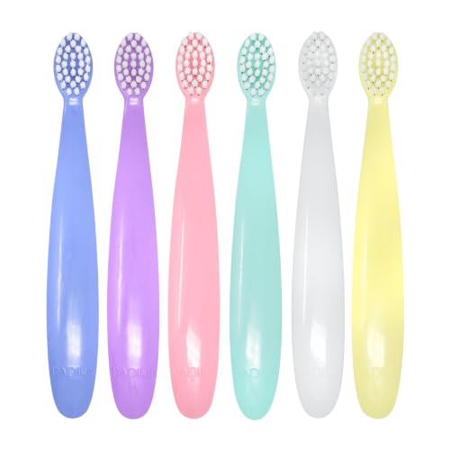 RADIUS Totz Extra Soft Kids Toothbrush Pack of 6 - BPA Free, ADA Approved, Toddler-Friendly - Includes Periwinkle, Mint, Yellow, Pink, Lavender, White