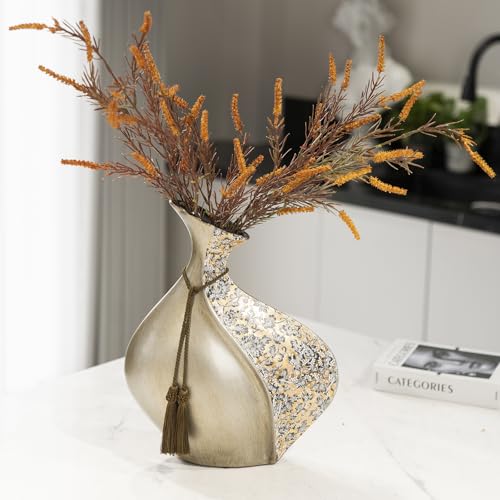 YACSNBF European Style Ceramic Flower Vase - 15 Inch Big Boho Pottery Vase, Dry & Faux Floral Decor, Fat Vase Variation