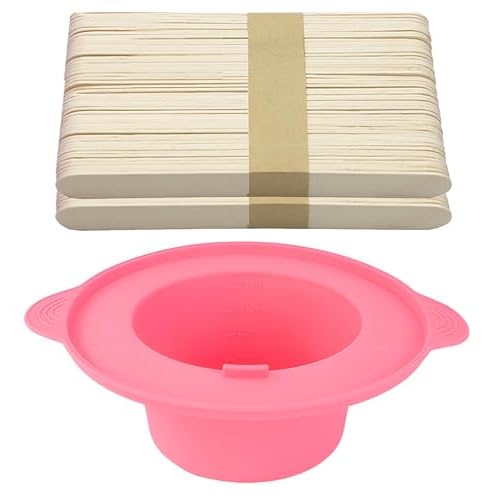 14 oz Silicone Wax Warmer Liner, Silicone Wax Bowl for Wax Warmer, Non-Stick Wax Melt Warmer Wax Pot , Reusable Wax Melt Liner with 100 Pcs Waxing Sticks Body Hair Removal Sticks (Pink+Purple)