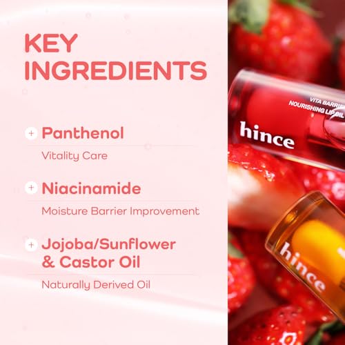 HINCE Vita Barrier Nourishing Lip Oil 01 Kingsberry - Nourishing Lip Moisturizer for Dry Lips, Lip Gloss, Hydrating & Moisturizing Lip Glow Oil, Non-Sticky Long Lasting Lip Oil Gloss